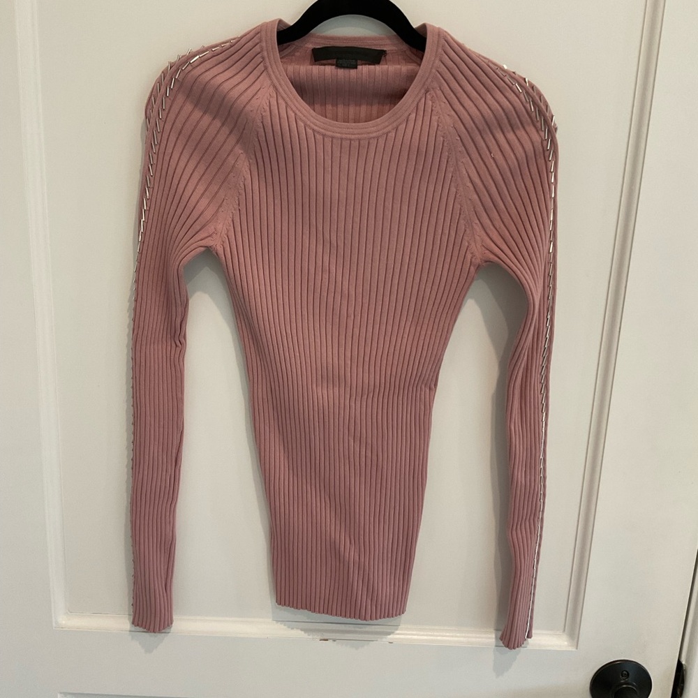 Alexander Wang Pink Ribbed Crew Neck Sweater